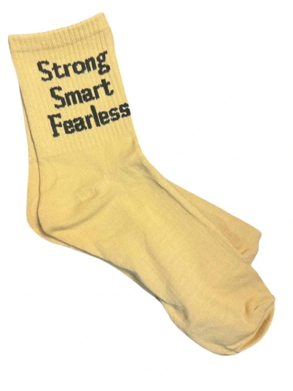 STRONG, SMART, FEARLESS Crew Socks Women’s OS Gift NWOT Gold Black NWOT Cancer